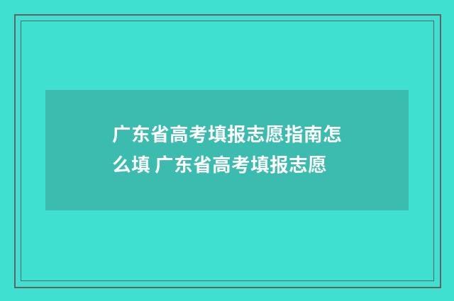 广东省高考填报志愿指南怎么填 广东省高考填报志愿