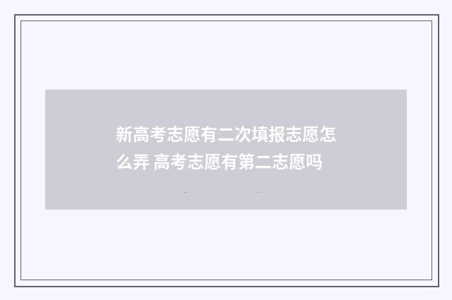 新高考志愿有二次填报志愿怎么弄 高考志愿有第二志愿吗