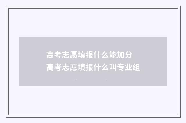 高考志愿填报什么能加分 高考志愿填报什么叫专业组