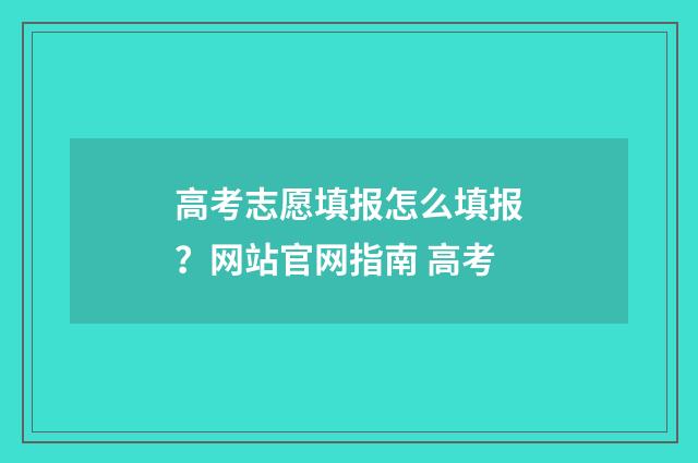 高考志愿填报怎么填报？网站官网指南 高考