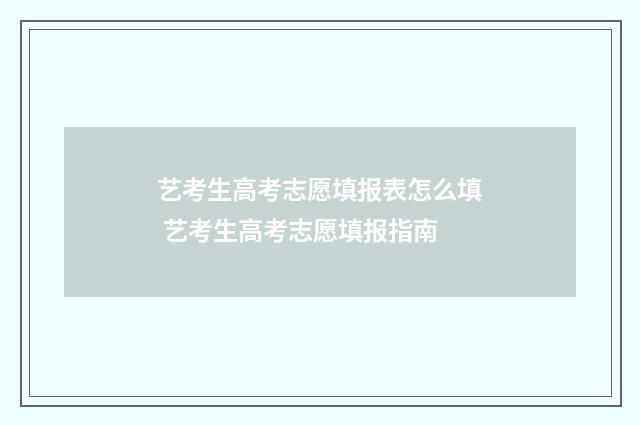 艺考生高考志愿填报表怎么填 艺考生高考志愿填报指南