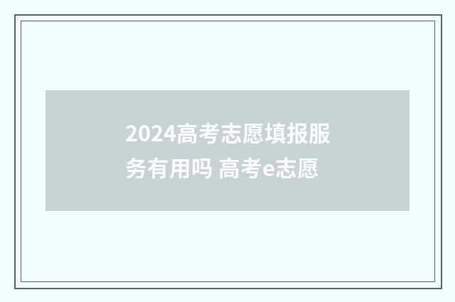 2024高考志愿填报服务有用吗 高考e志愿