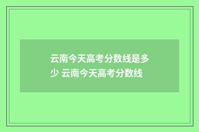 云南今天高考分数线是多少 云南今天高考分数线