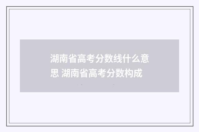 湖南省高考分数线什么意思 湖南省高考分数构成
