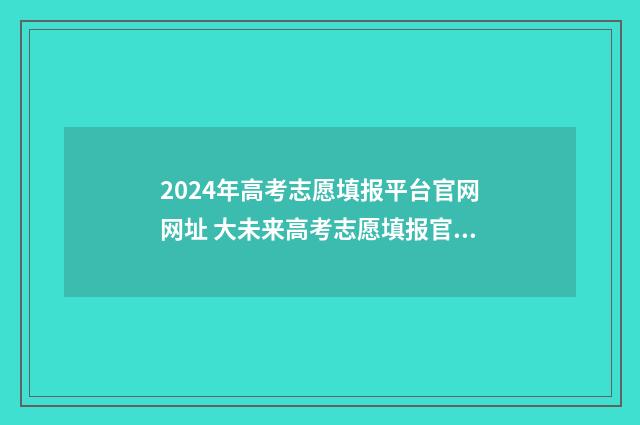 2024年高考志愿填报平台官网网址 大未来高考志愿填报官网