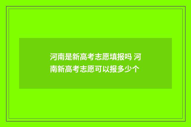河南是新高考志愿填报吗 河南新高考志愿可以报多少个