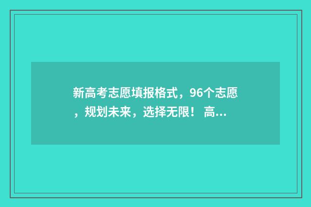 新高考志愿填报格式，96个志愿，规划未来，选择无限！ 高考填报志愿指南