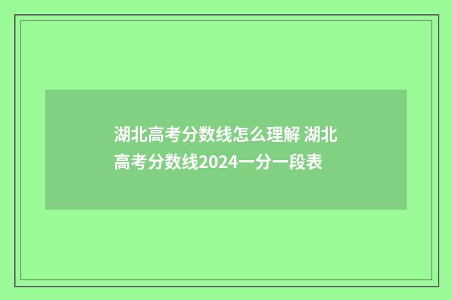 湖北高考分数线怎么理解 湖北高考分数线2024一分一段表