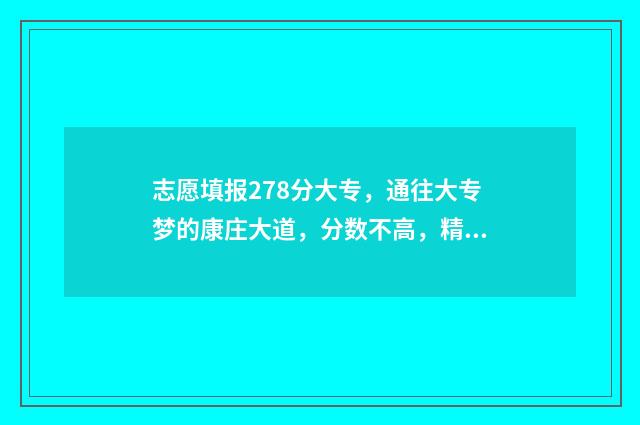志愿填报278分大专，通往大专梦的康庄大道，分数不高，精彩不断！