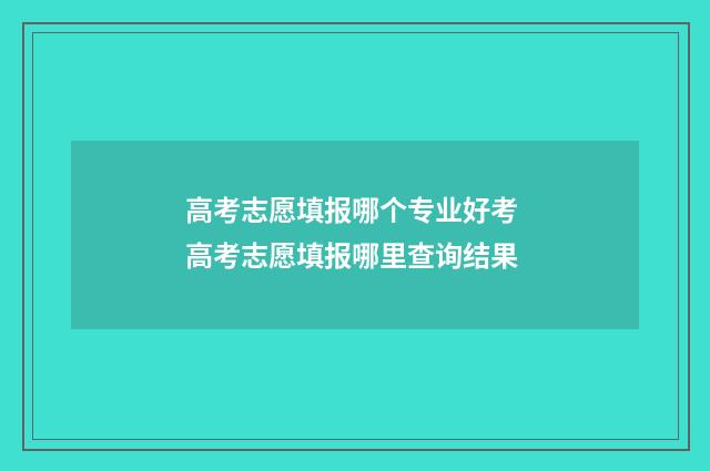 高考志愿填报哪个专业好考 高考志愿填报哪里查询结果
