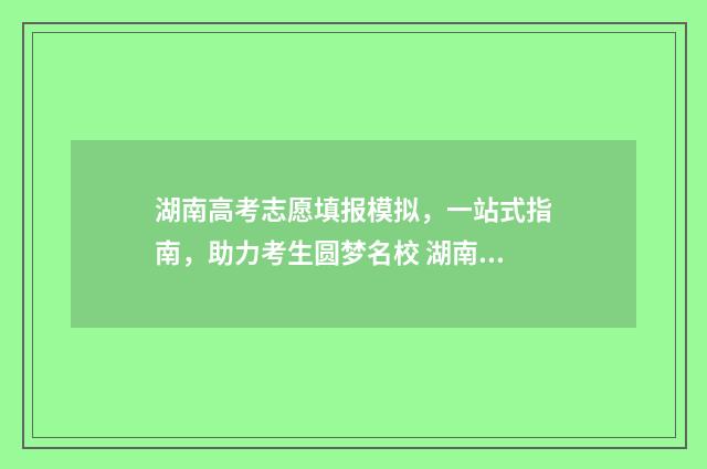湖南高考志愿填报模拟，一站式指南，助力考生圆梦名校 湖南高考志愿填报表