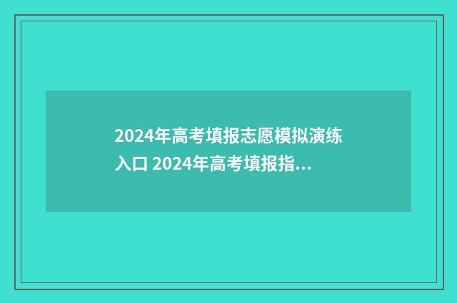 2024年高考填报志愿模拟演练入口 2024年高考填报指南