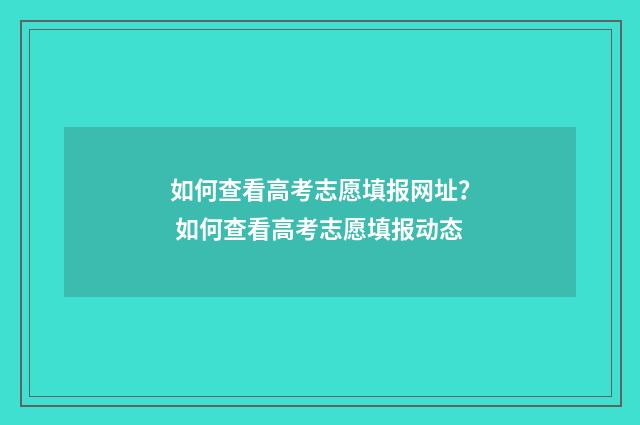 如何查看高考志愿填报网址？ 如何查看高考志愿填报动态