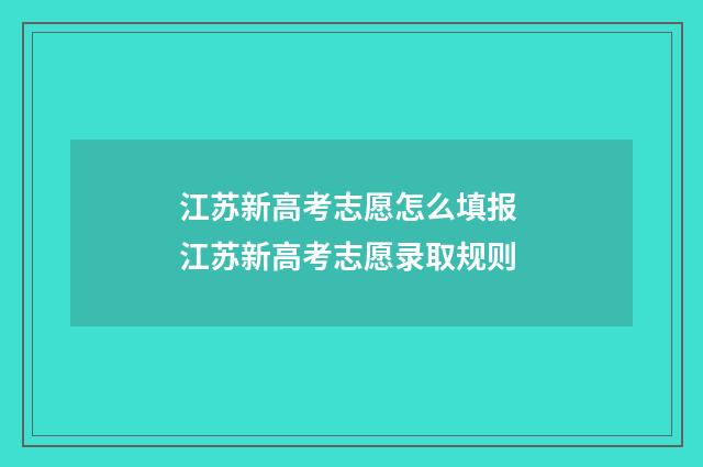 江苏新高考志愿怎么填报 江苏新高考志愿录取规则