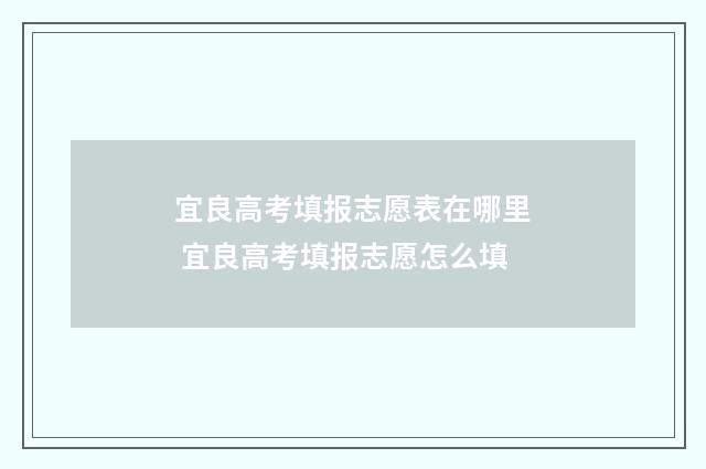 宜良高考填报志愿表在哪里 宜良高考填报志愿怎么填