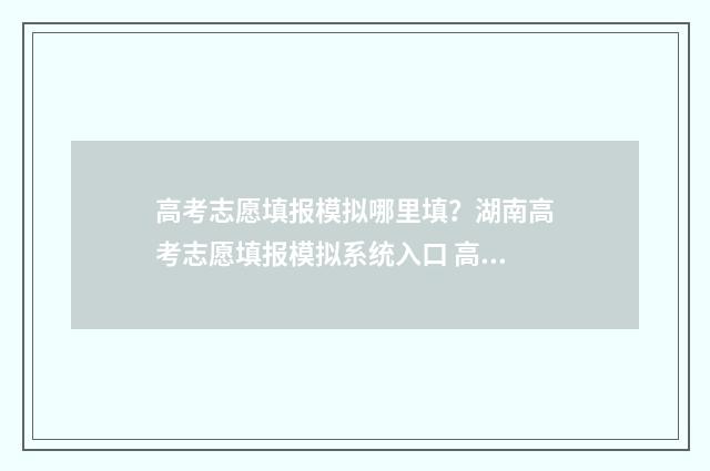高考志愿填报模拟哪里填？湖南高考志愿填报模拟系统入口 高考志愿填报模拟投档什么意思