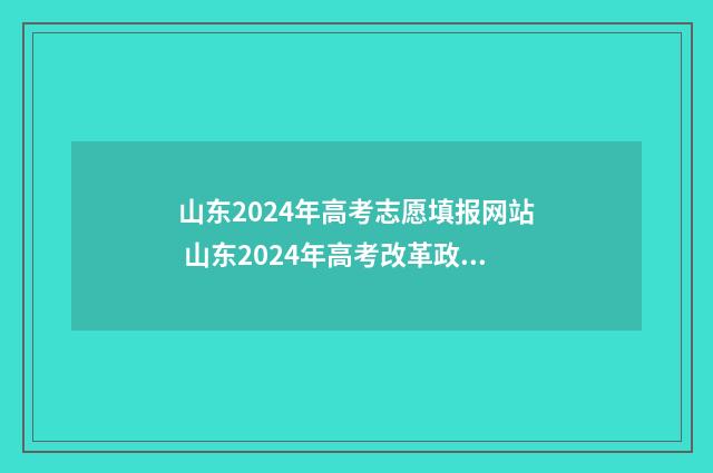 山东2024年高考志愿填报网站 山东2024年高考改革政策
