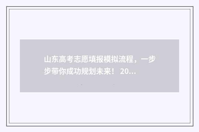 山东高考志愿填报模拟流程，一步步带你成功规划未来！ 2024年高考志愿填报卡