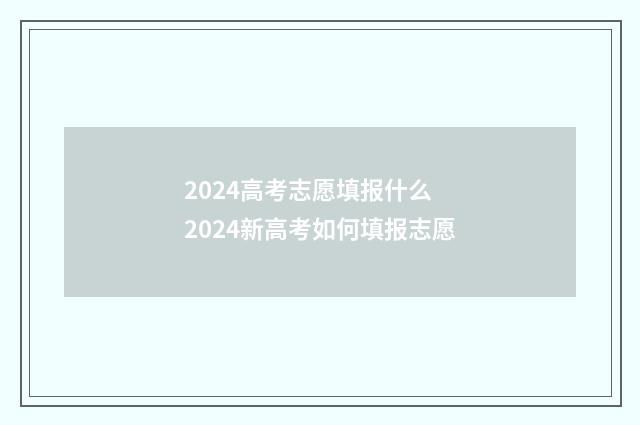 2024高考志愿填报什么 2024新高考如何填报志愿
