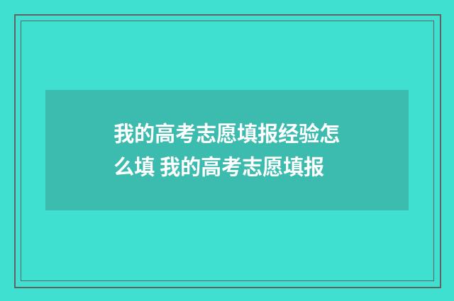 我的高考志愿填报经验怎么填 我的高考志愿填报
