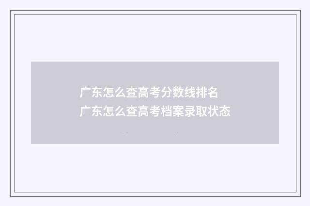 广东怎么查高考分数线排名 广东怎么查高考档案录取状态