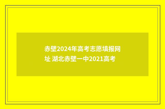 赤壁2024年高考志愿填报网址 湖北赤壁一中2021高考