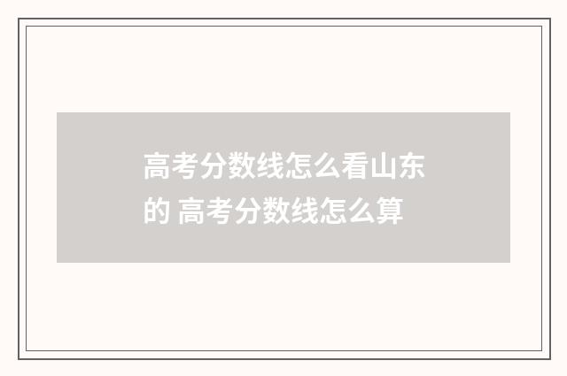 高考分数线怎么看山东的 高考分数线怎么算
