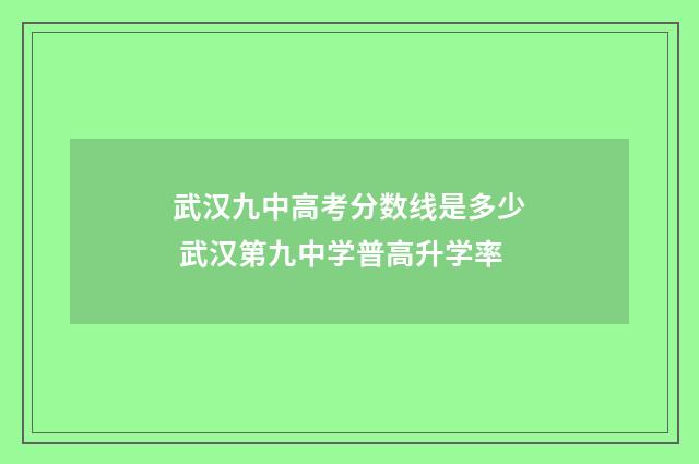 武汉九中高考分数线是多少 武汉第九中学普高升学率
