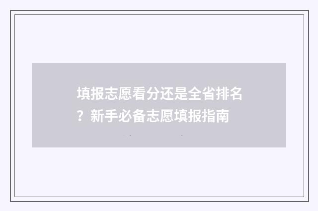 填报志愿看分还是全省排名？新手必备志愿填报指南