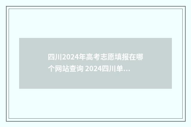 四川2024年高考志愿填报在哪个网站查询 2024四川单招