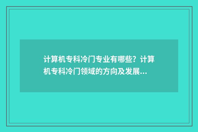计算机专科冷门专业有哪些？计算机专科冷门领域的方向及发展前景 计算机类好的专科