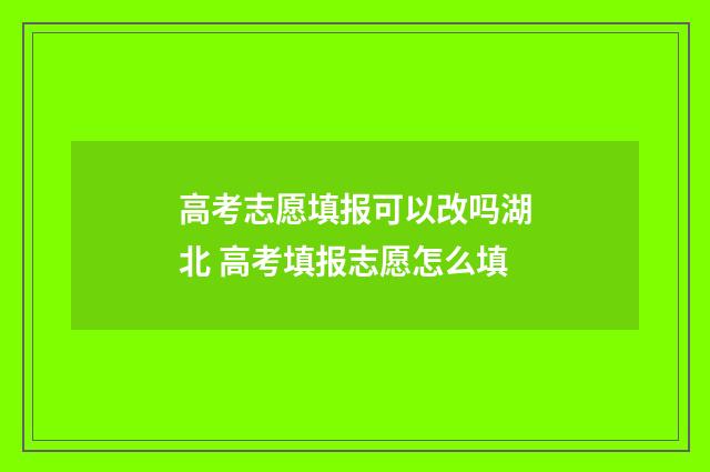 高考志愿填报可以改吗湖北 高考填报志愿怎么填