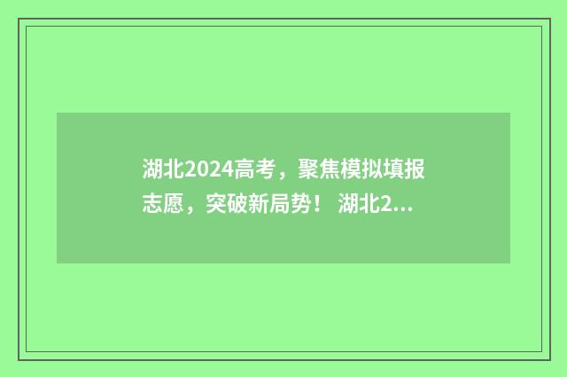 湖北2024高考，聚焦模拟填报志愿，突破新局势！ 湖北2024高考人数