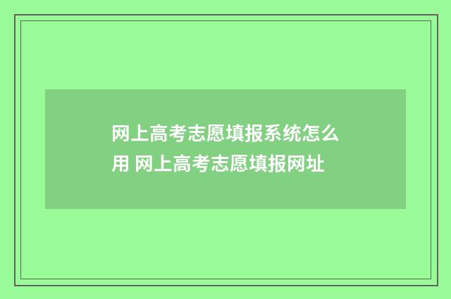 网上高考志愿填报系统怎么用 网上高考志愿填报网址