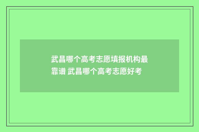 武昌哪个高考志愿填报机构最靠谱 武昌哪个高考志愿好考