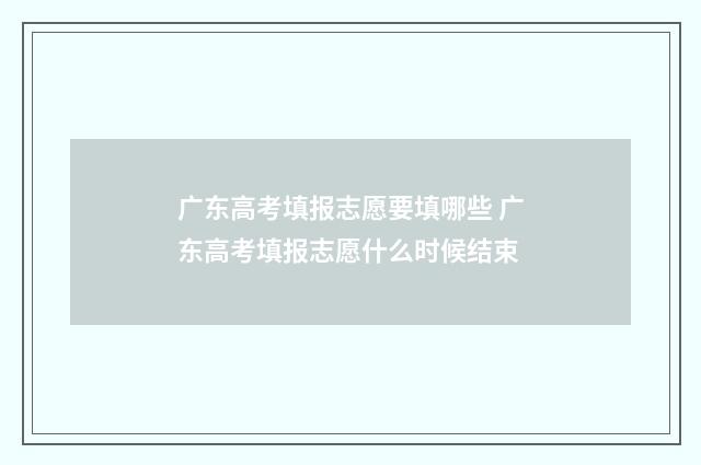 广东高考填报志愿要填哪些 广东高考填报志愿什么时候结束