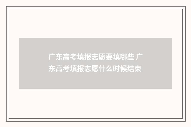 广东高考填报志愿要填哪些 广东高考填报志愿什么时候结束