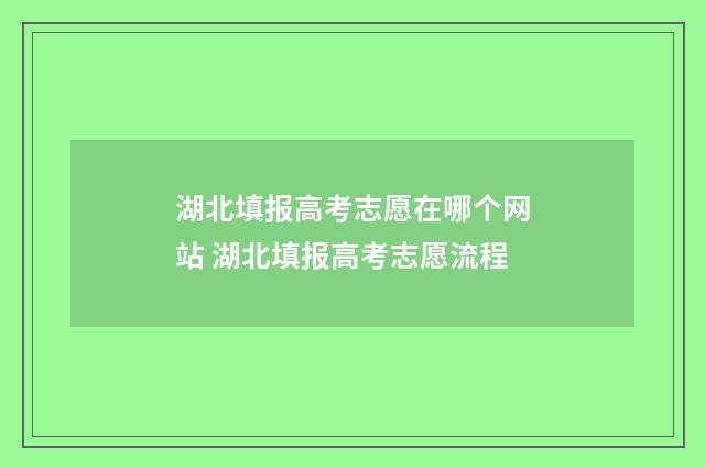 湖北填报高考志愿在哪个网站 湖北填报高考志愿流程