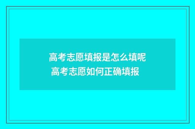 高考志愿填报是怎么填呢 高考志愿如何正确填报