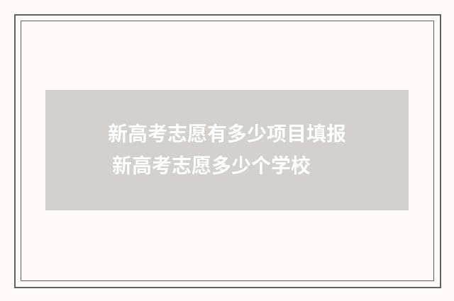 新高考志愿有多少项目填报 新高考志愿多少个学校