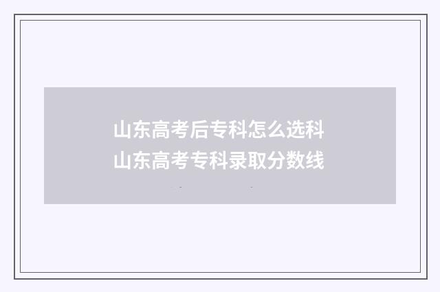 山东高考后专科怎么选科 山东高考专科录取分数线
