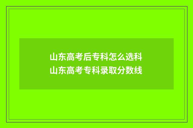 山东高考后专科怎么选科 山东高考专科录取分数线
