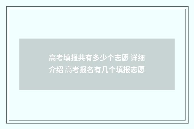 高考填报共有多少个志愿 详细介绍 高考报名有几个填报志愿