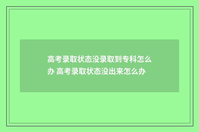 高考录取状态没录取到专科怎么办 高考录取状态没出来怎么办