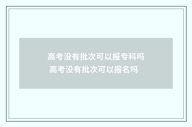 高考没有批次可以报专科吗 高考没有批次可以报名吗