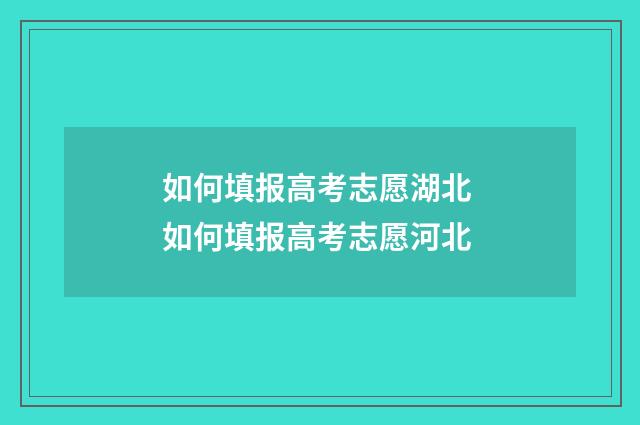 如何填报高考志愿湖北 如何填报高考志愿河北