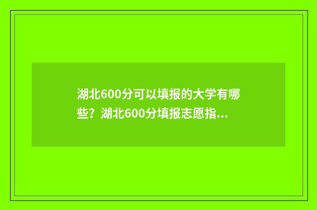 湖北600分可以填报的大学有哪些？湖北600分填报志愿指南 湖北600分可以上985吗