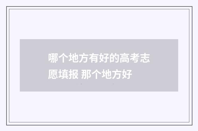 哪个地方有好的高考志愿填报 那个地方好