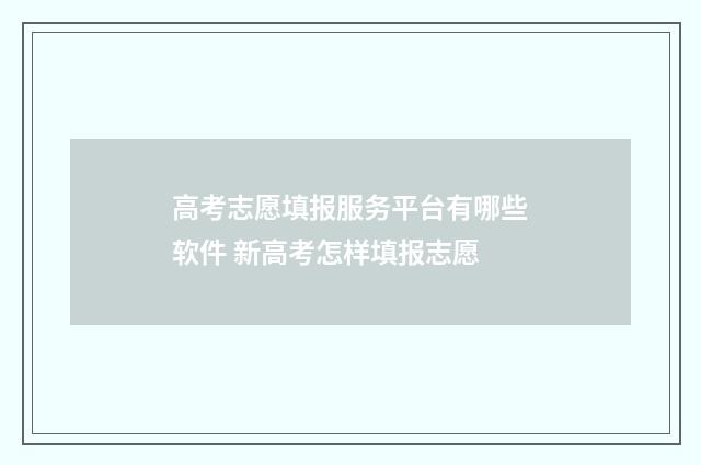 高考志愿填报服务平台有哪些软件 新高考怎样填报志愿