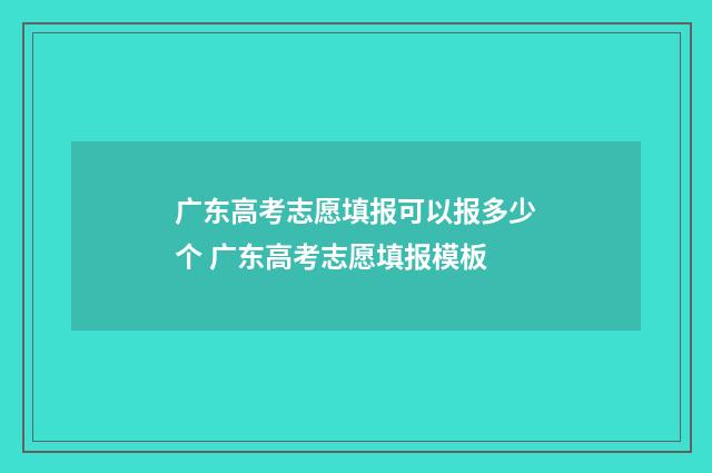 广东高考志愿填报可以报多少个 广东高考志愿填报模板